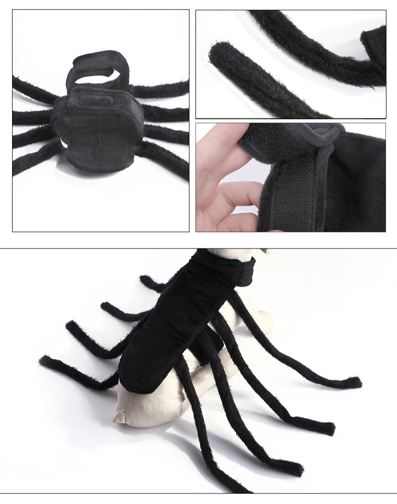 Pet Halloween Spider Outfit – Funny Chest & Back Costume for Cats/Dogs