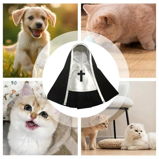 Funny Nun Costume for Dogs & Cats – Halloween Pet Cosplay Outfit