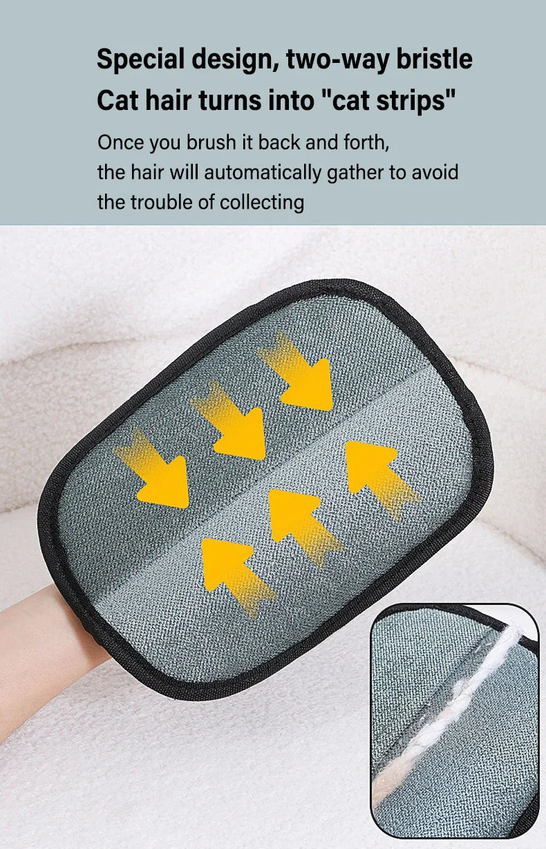 2-in-1 Pet Grooming Gloves & Static Hair Remover Brush – Dog & Cat Hair Removal from Sofa, Carpet, Clothes