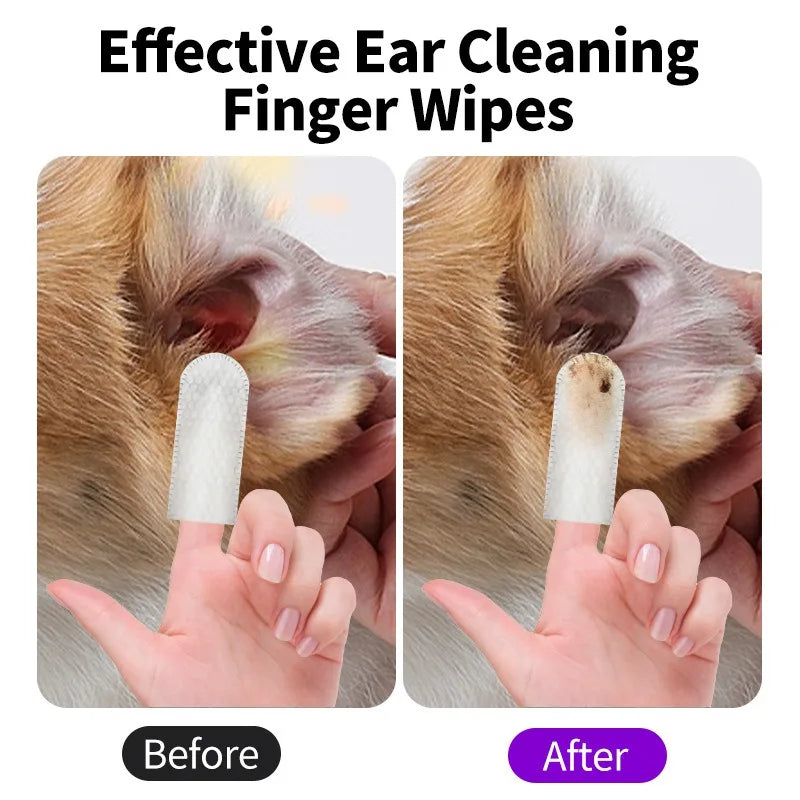 All-in-One Pet Ear Cleaning Wipes – Mite Removal, Wax & Odor Control