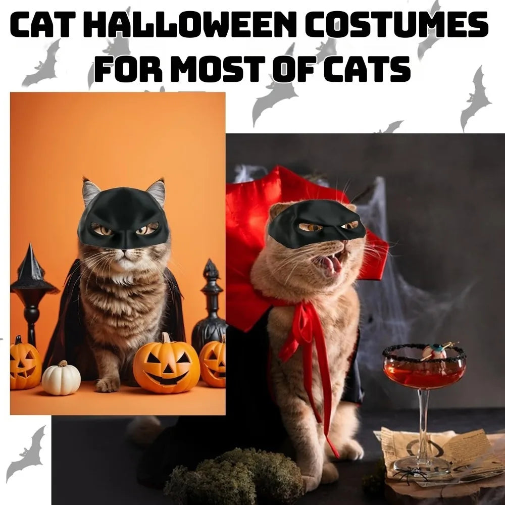 Black Bat Cat Avenger Halloween Mask – Matte Superhero Costume for Cats