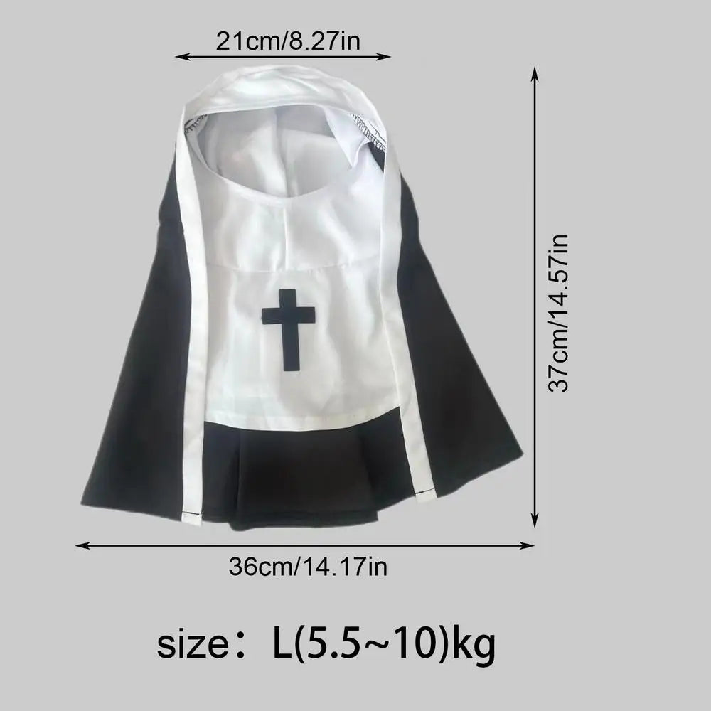 Funny Nun Costume for Dogs & Cats – Halloween Pet Cosplay Outfit
