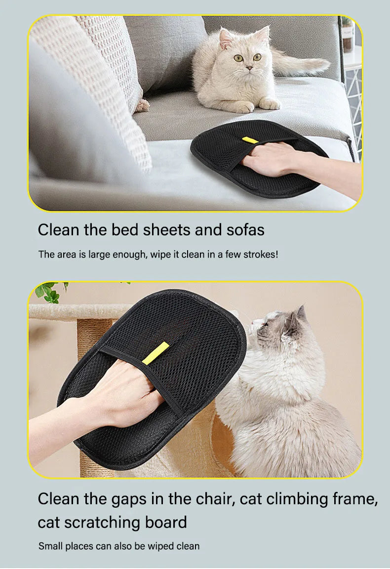 2-in-1 Pet Grooming Gloves & Static Hair Remover Brush – Dog & Cat Hair Removal from Sofa, Carpet, Clothes