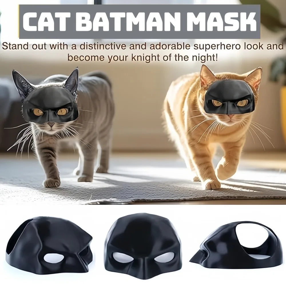 Black Bat Cat Avenger Halloween Mask – Matte Superhero Costume for Cats