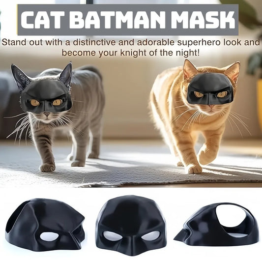 Black Bat Cat Avenger Halloween Mask – Matte Superhero Costume for Cats