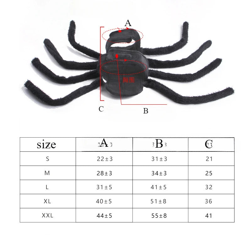 Pet Halloween Spider Outfit – Funny Chest & Back Costume for Cats/Dogs
