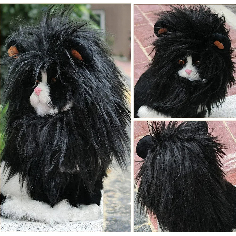Lion Mane Wig Costume for Small Dogs & Cats – Funny Pet Halloween Cosplay Hat
