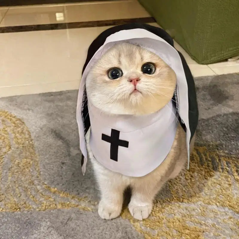 Funny Nun Costume for Dogs & Cats – Halloween Pet Cosplay Outfit