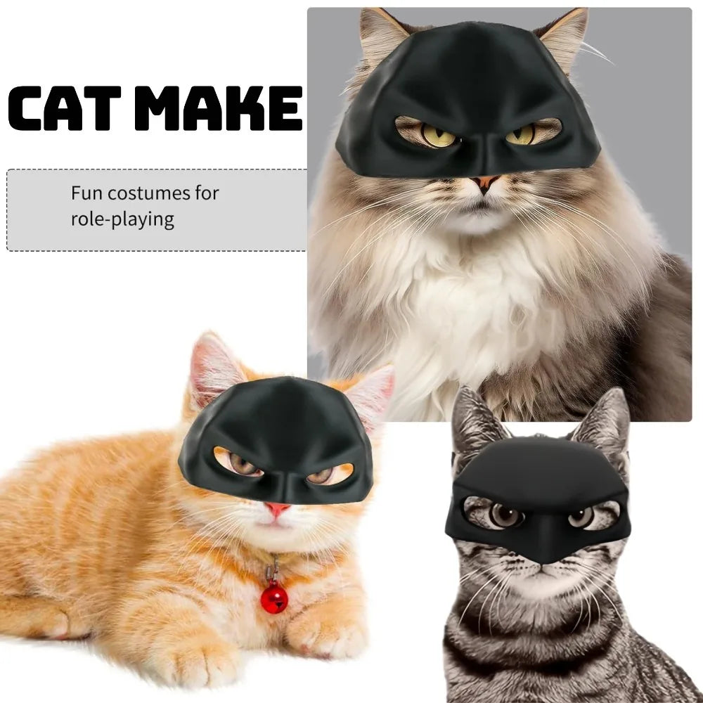 Black Bat Cat Avenger Halloween Mask – Matte Superhero Costume for Cats