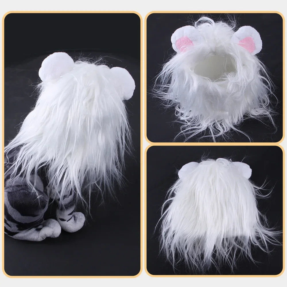 Lion Mane Wig Costume for Small Dogs & Cats – Funny Pet Halloween Cosplay Hat