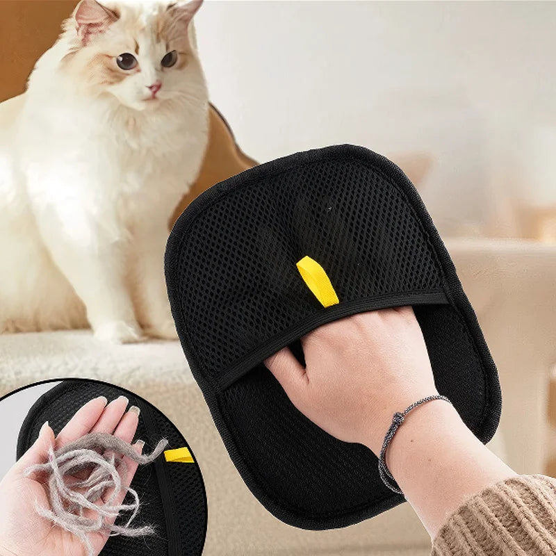2-in-1 Pet Grooming Gloves & Static Hair Remover Brush – Dog & Cat Hair Removal from Sofa, Carpet, Clothes