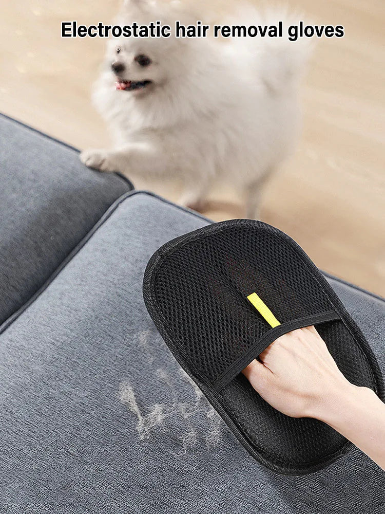 2-in-1 Pet Grooming Gloves & Static Hair Remover Brush – Dog & Cat Hair Removal from Sofa, Carpet, Clothes