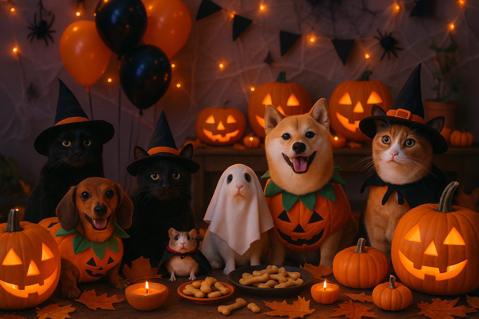 generate a picture for pets halloween party